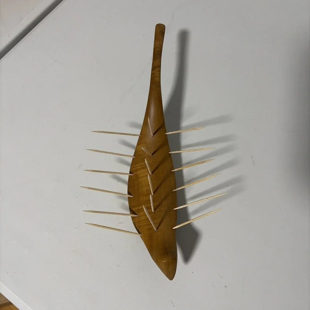 MCM Carved Wood Hors D'oeuvres Server Haiti Vintage 1950s Sculpture